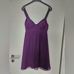 Women's Purple Ruched Crinkle Chiffon Mini Dress
